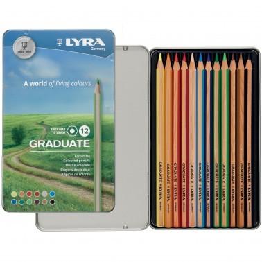 Lyra  matite colorate graduate scatola in metallo 12 pz